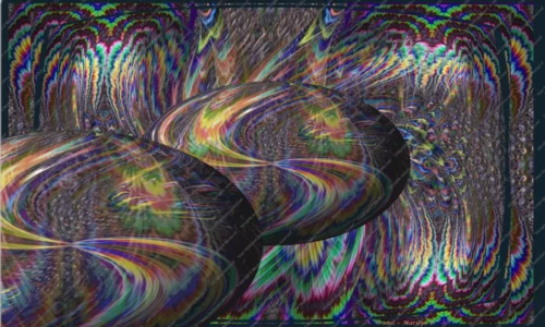 "Triple Peacock", © 2021 Marilyn E. A Scarf / Shawl with Digital Media printed on 100% Silk / Cotton (Wearable Art)